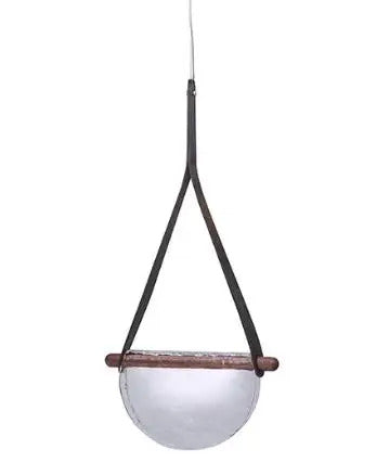 Modern leather handmade glass pendant lamp gray amber clear glass pendant Light