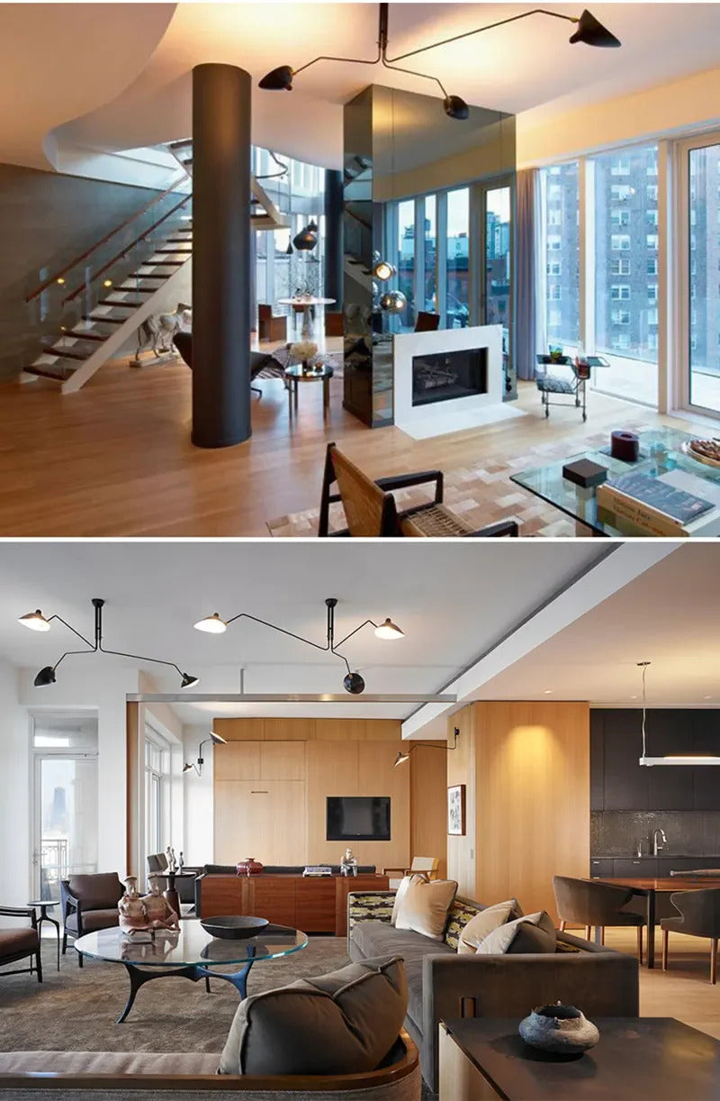 Mouille Ceiling Lamp Nordic Spider Pendant Light Multi 3/6heads for Living Room Bedroom Black Luminaire Home Decor