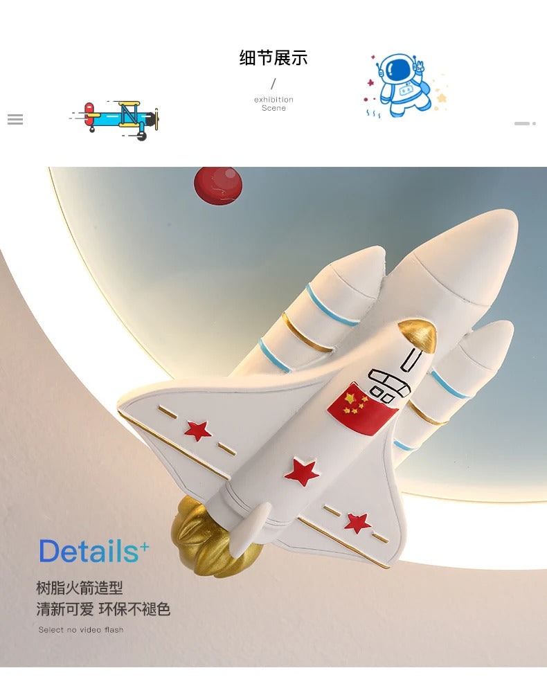 Modern Kids Room Ceiling Fan Light Cartoon Moon Astronaut children bedroom hanging Light