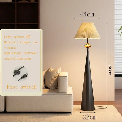 Wabi-sabi Floor Lamp Cloth Cover Art Decorative Bedroom Bedside Floor Light