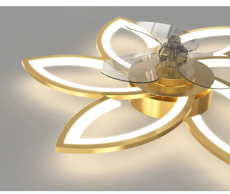 Petals LED Ceiling Fans With Light Bedroom Remote Control 220V Light Fixture