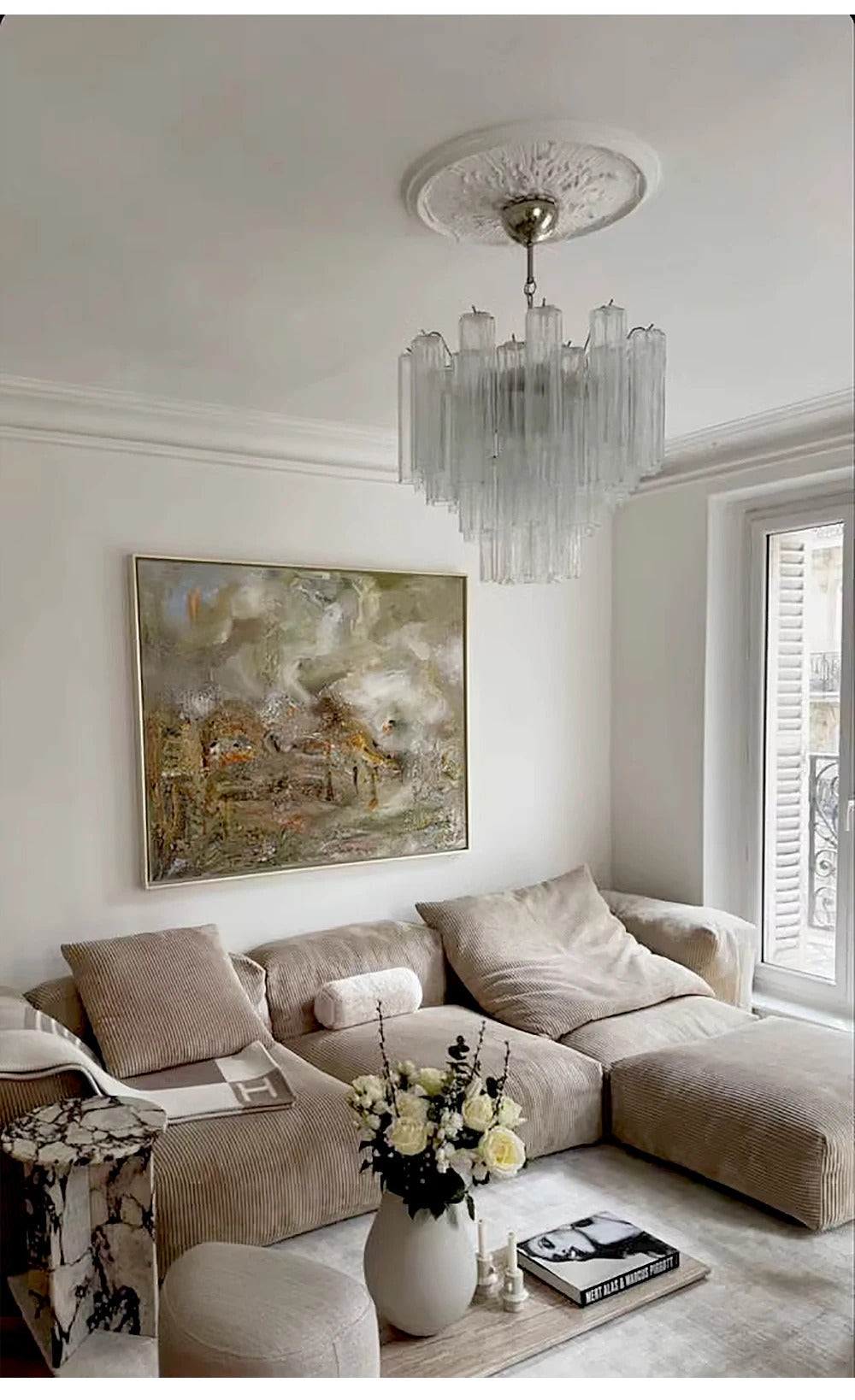 Modern Pink Glass Chandelier Designer Texture Glass Chandelie