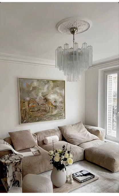 Modern Pink Glass Chandelier Designer Texture Glass Chandelie