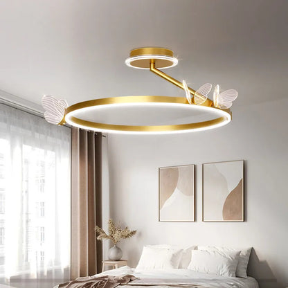 Nordic ring pendant light Acrylic butterfly lights Creative Gold luxury pendant light