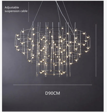 Luxury Stainless Steel Chandelier Modern Chrome LED Firefly Ceiling Chandelier