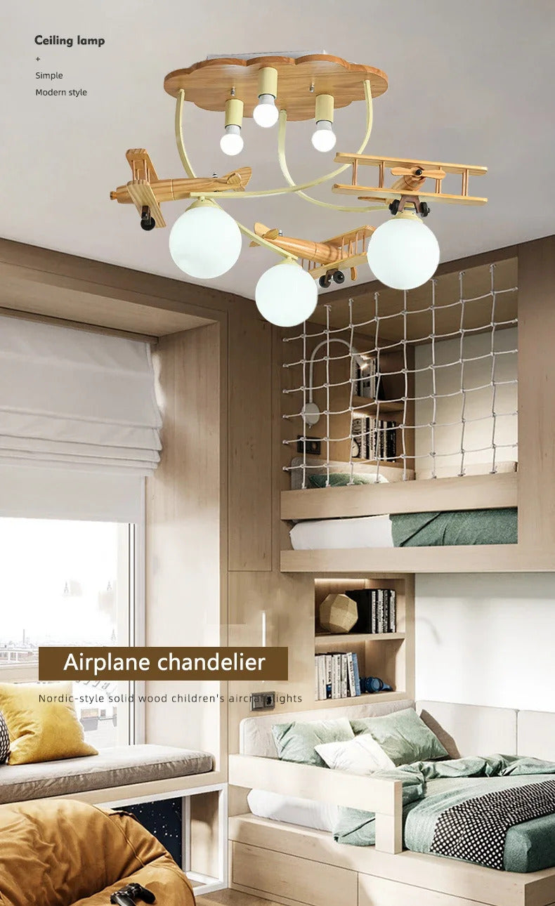 Airplane Chandelier Ceiling lamp Wooden Airplane Pendant Light