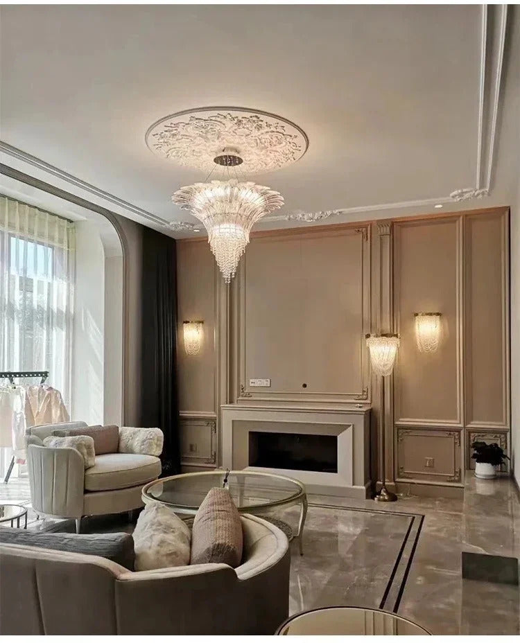 Modern Luxury Crystal Chandelier Hotel Villa Staircase Pendant Lamp