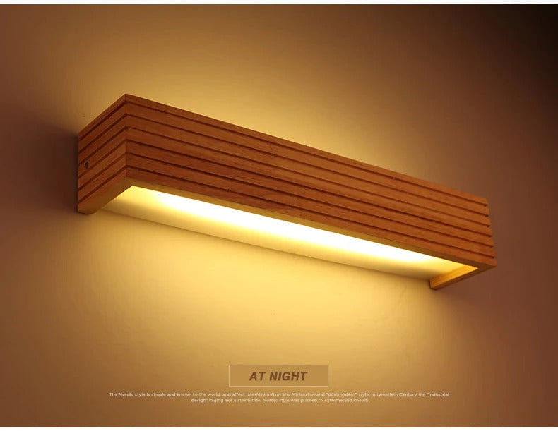 Modern Bathroom Mirror Wall Lamps Nordic Solid Wooden Linear LED Sconce light
