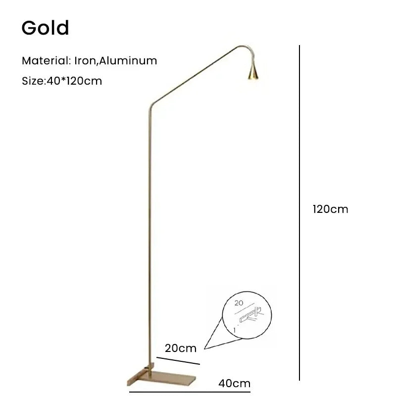 Minimalist Bedroom Bedside Floor Lamp Designer Gold Standing Light