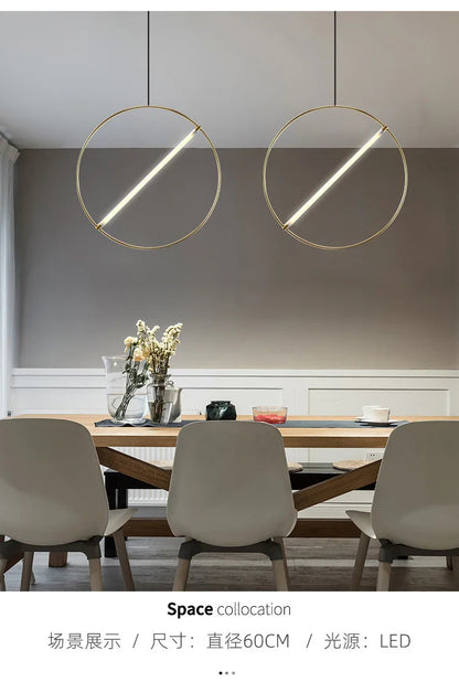 Round Suspension lamp Post-modern ring pendant light