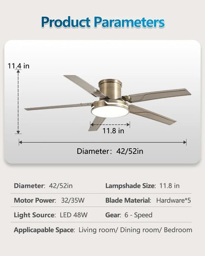 42/52-inch low-floor ceiling fan with pure copper motor fan