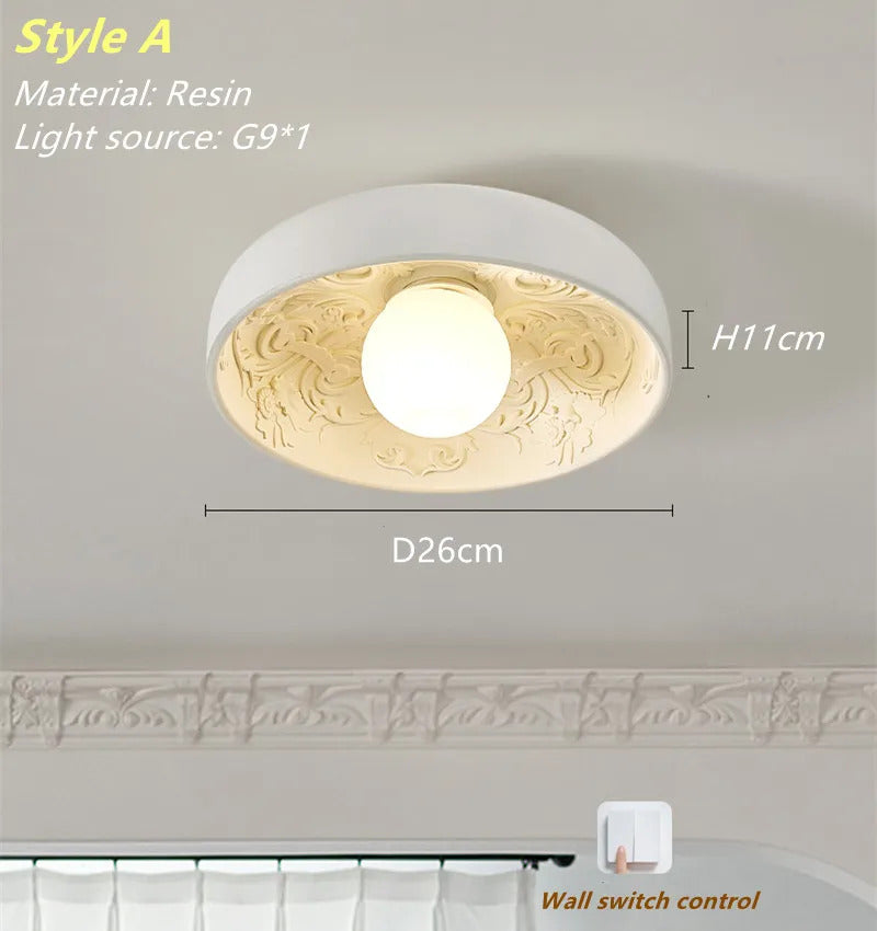 French Resin Ceiling Light Balcony Bedroom Corridor Lighting Fixture