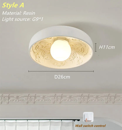 French Resin Ceiling Light Balcony Bedroom Corridor Lighting Fixture