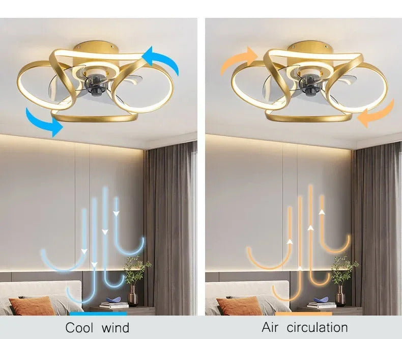 Nordic Intelligent Fan Light Color Dimming and Silent Remote Control Bedroom Lighting