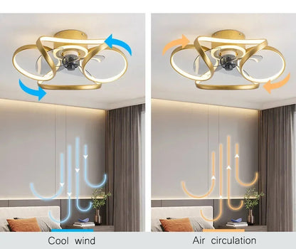 Nordic Intelligent Fan Light Color Dimming and Silent Remote Control Bedroom Lighting