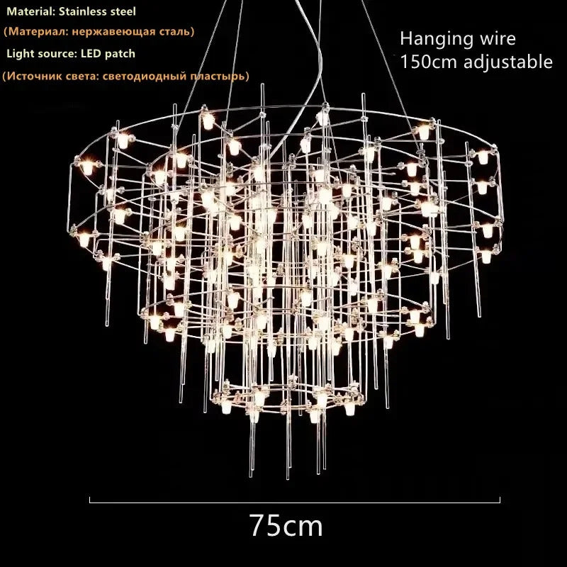 Luxury Stainless Steel Chandelier Modern Chrome LED Firefly Ceiling Chandelier