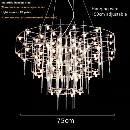 Luxury Stainless Steel Chandelier Modern Chrome LED Firefly Ceiling Chandelier