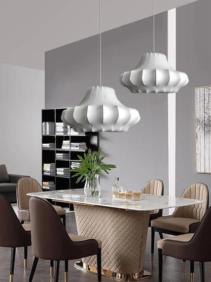 Nordic Silk Led Pendant Lights for Living Dining Room Food Tables Study Bedroom Chandelier Home Decor Hanging Light Fixture