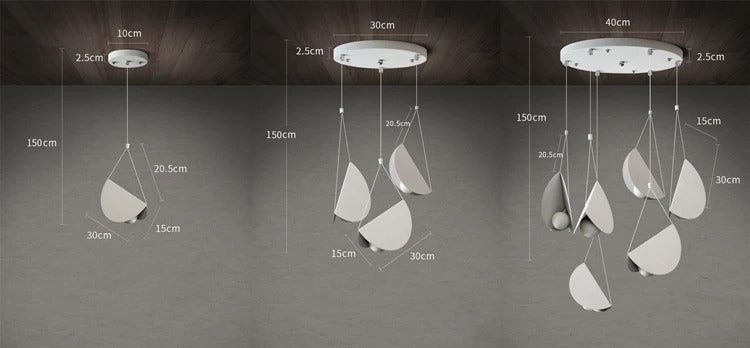 Nordic minimalist pendant light metal fly folded paper LED trumpet lamp