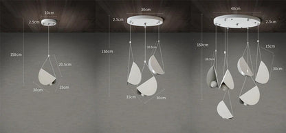 Nordic minimalist pendant light metal fly folded paper LED trumpet lamp