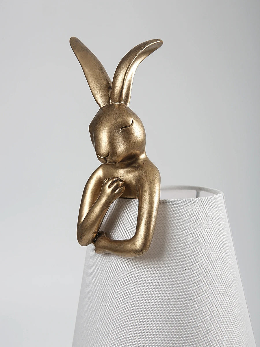 Nordic LED rabbit table lamp Designer resin rabbit desk lamp for study bedroom children's room reading led light bedside lamp