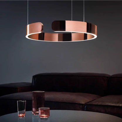 Nordic Led Ring Chandelier Modern Design Rose Gold Black White and Gold Lamp