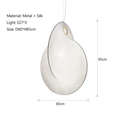 Japanese Silk Chandelier LED Wabi Sabi Pendant Lamp Living Room LED Cocoon Lamp