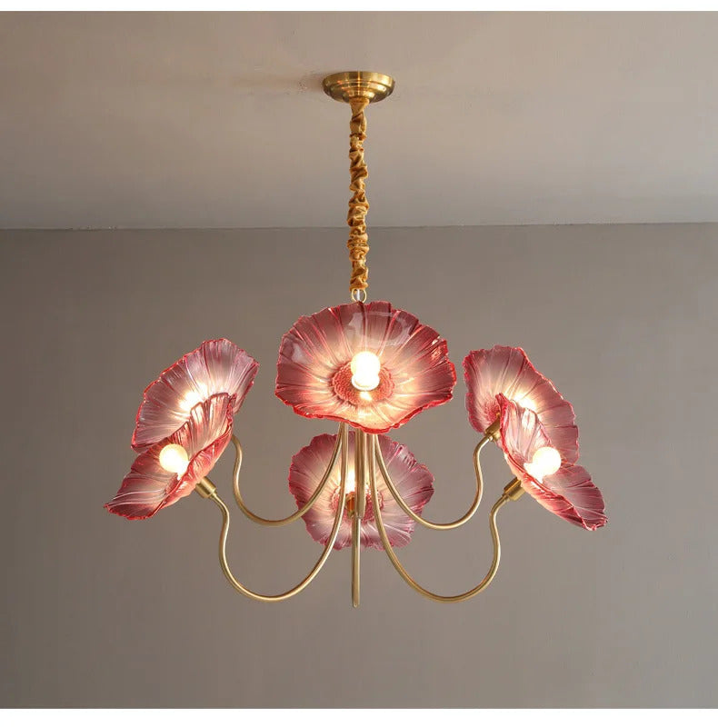 Lotus Flower Chandelier Modern Glass Flowers Led Chandelier