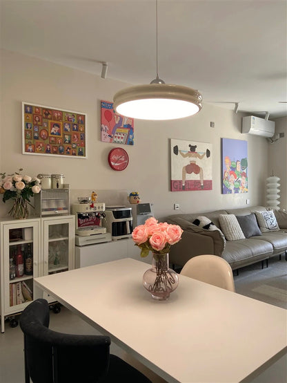 French Flying Saucer Pendant Light Creative Design Extendable Rotating Long Pole Lamp