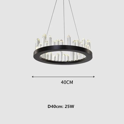 Modern Luxury Crystal Ring chandeliers Round black golden pendant lamp LED hanging light