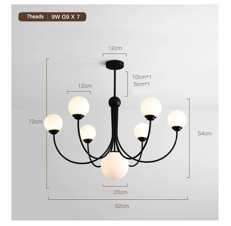 Nordic glass Pendant lamp French Gold chandelier