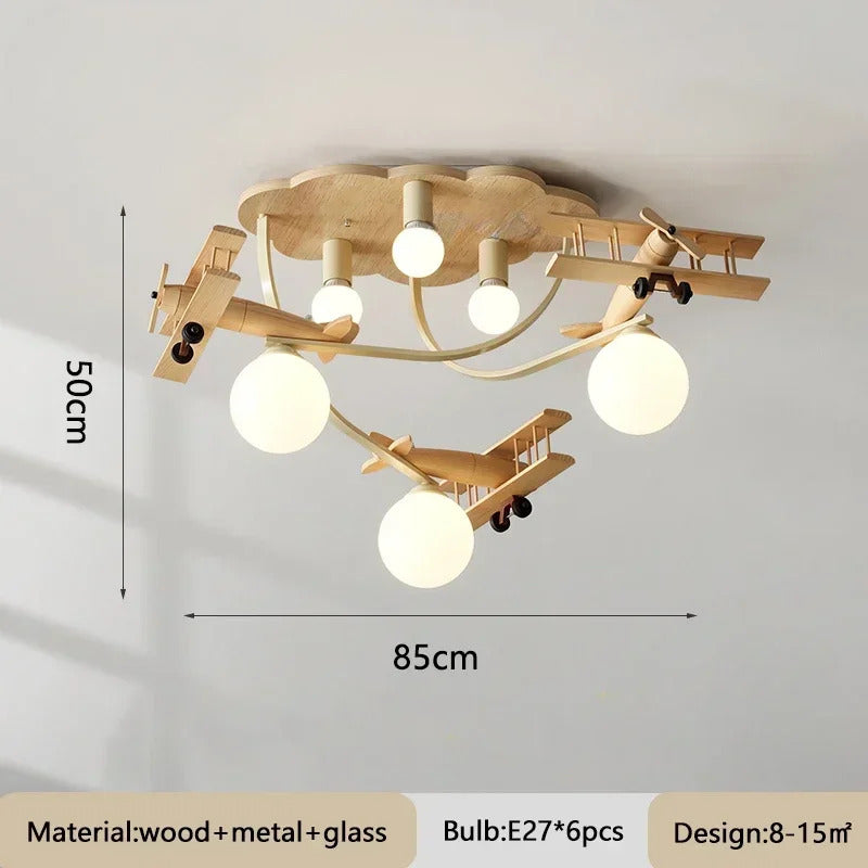 Airplane Chandelier Ceiling lamp Wooden Airplane Pendant Light