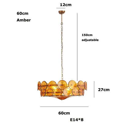 Lorenzo Chandelier Vintage French Living Room Hanging Lamp Orange Chandelier
