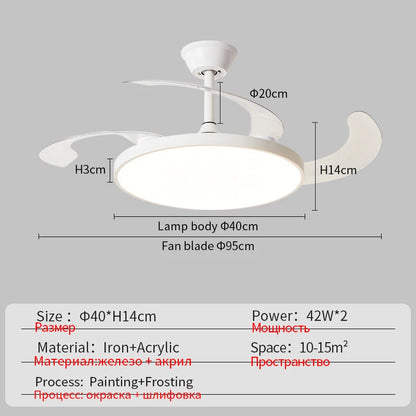 Ceiling Fan With Light Modern Remote Smart Invisible Ceiling Fan Bedroom Lamp