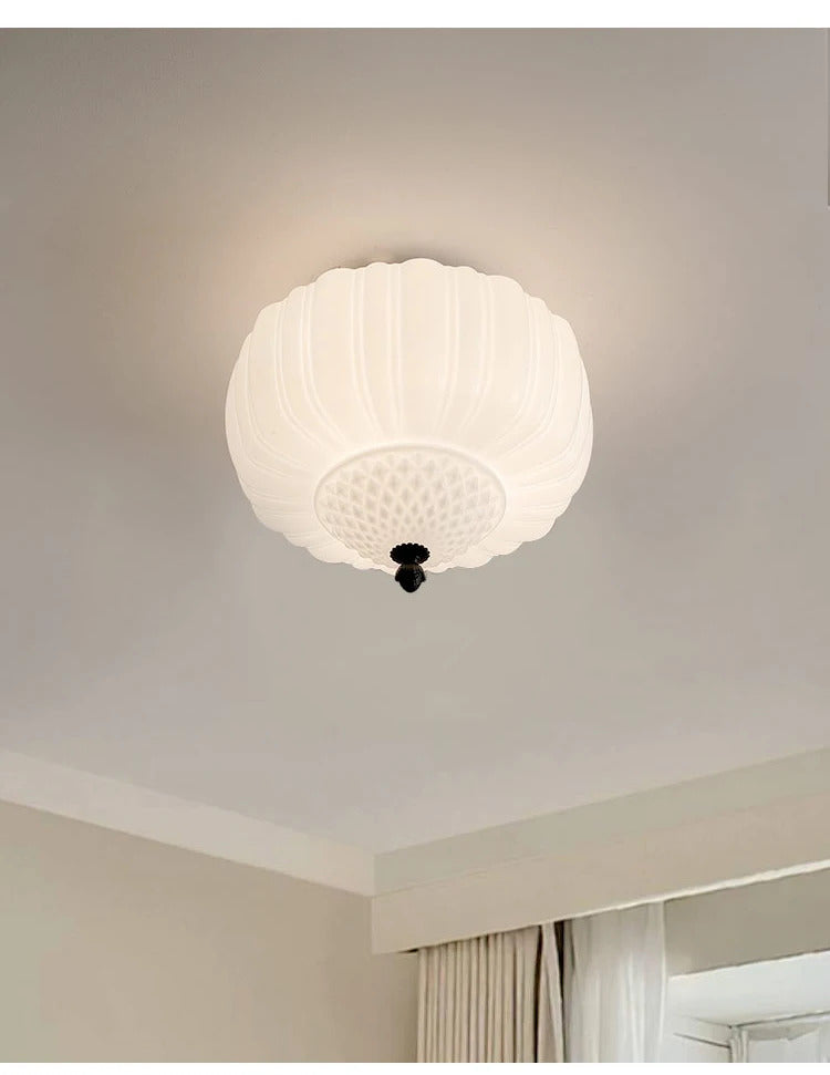 French Medieval Glass Pendant Lamp Milk White Glass LED Pendant Light