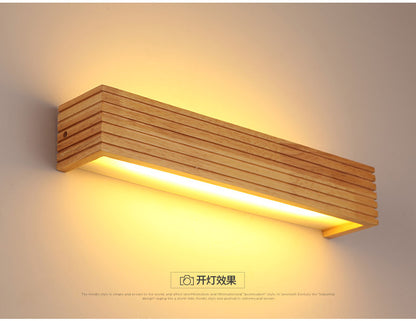 Modern Bathroom Mirror Wall Lamps Nordic Solid Wooden Linear LED Sconce light