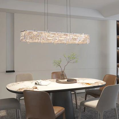 Modern crystal long strip chandelier Luxury Gold  Kitchen island Pendant lamp