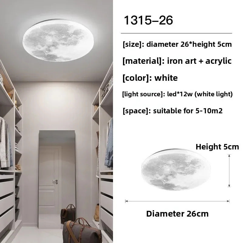 Lunar LED Ceiling Light Minimalist Bedroom Kitchen Balcony Decor Lighting Fixture