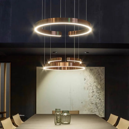 Nordic Led Ring Chandelier Modern Design Rose Gold Black White and Gold Lamp