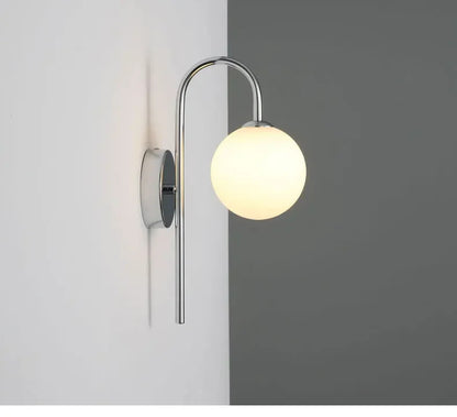Modern Bauhaus silver small wall lamp Nordic simple bedroom bedside wall light