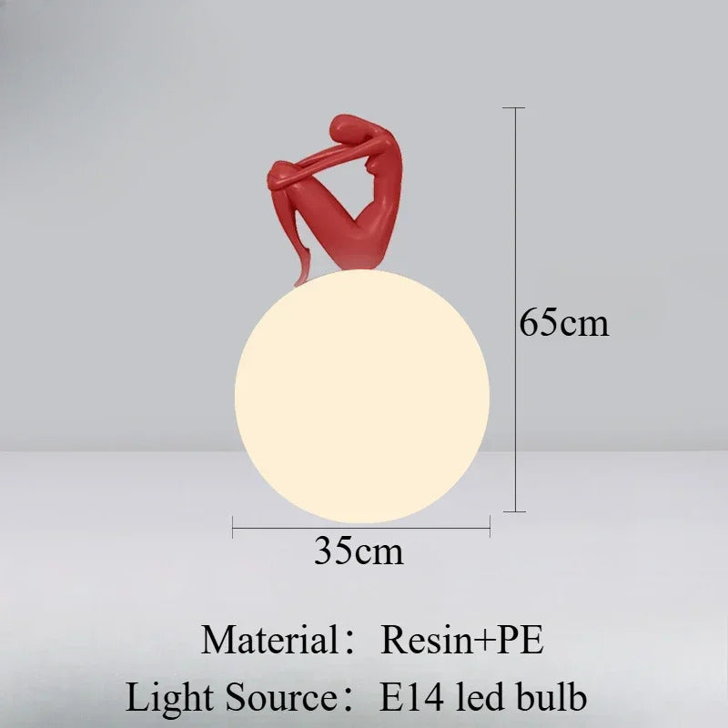 Nordic Art Floor Lamp Abstract Humanoid Holding Ball Vertical Light for Living Room Bedroom Creative Sculpture Decor Desk Lamps