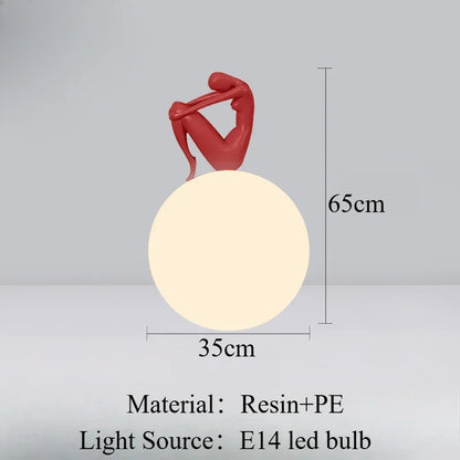 Nordic Art Floor Lamp Abstract Humanoid Holding Ball Vertical Light for Living Room Bedroom Creative Sculpture Decor Desk Lamps