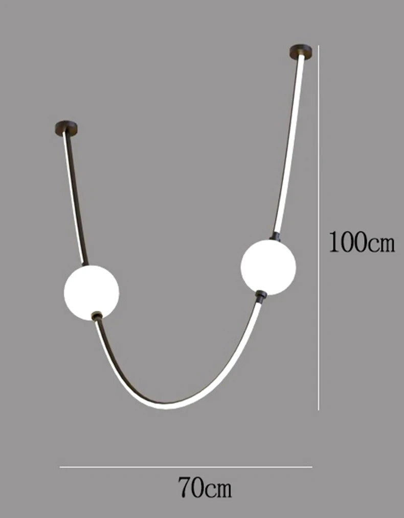 Postmodern glass ball chandelier nordic led curve light Dimmable staircase lamp