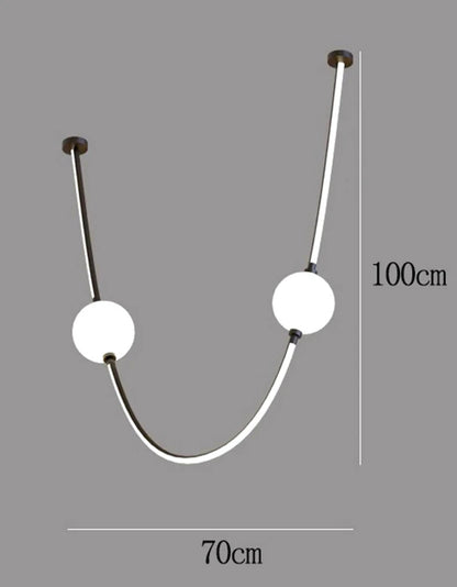 Postmodern glass ball chandelier nordic led curve light Dimmable staircase lamp