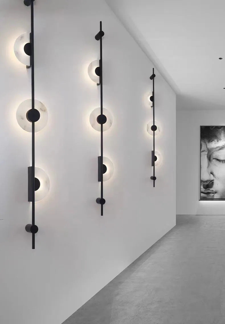 Alabaster Vertical Wall Lamp Modern Mable Wall Art Black Led Acrylic Circle Wall Lamp