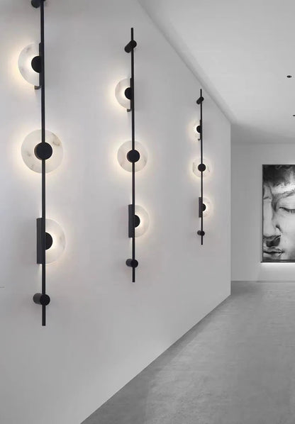 Alabaster Vertical Wall Lamp Modern Mable Wall Art Black Led Acrylic Circle Wall Lamp