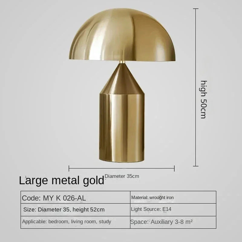 Italian luxury mushroom LED floor lamp metal Nordic eye protection bedside table lamp high-end home decoration lighting fixture