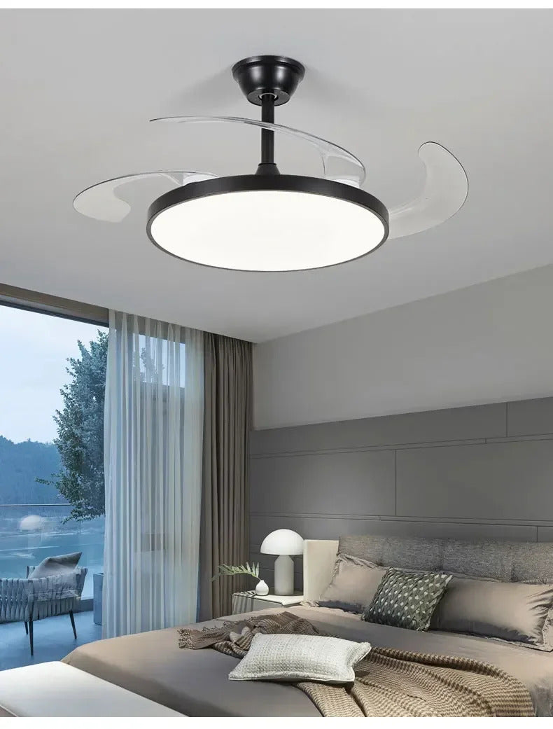 Ceiling Fan With Light Modern Remote Smart Invisible Ceiling Fan Bedroom Lamp