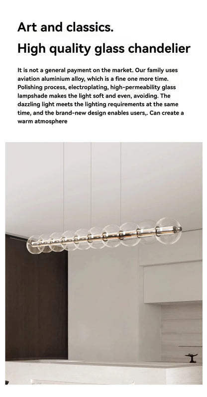 Italian Glass Bubble Pendant Light Dining Room Table Luce Sferica Glass Linear Lights Chandelier for Kitchen Island Bar Counter