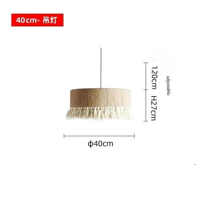 Wabi Sabi Style Retro Living Room Hemp Rope Pendant Light Bohemian Tassel Pendant Lamp